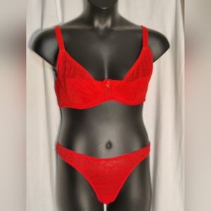 Tagged by Savage BRA & PANTY SET 38DD & LARGE. Goji Berry Red NEW w/o tags. #212